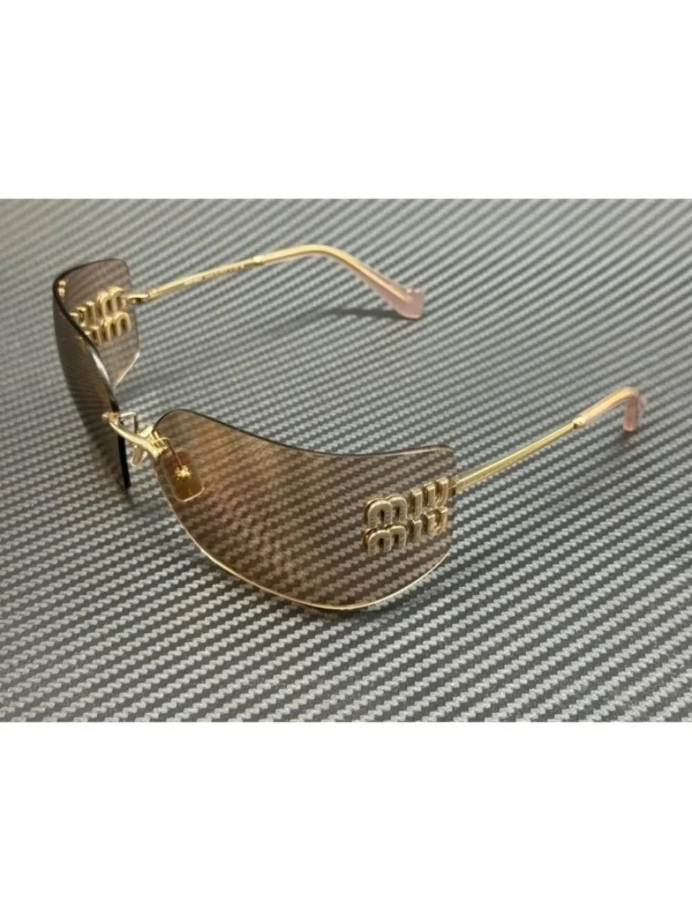 New Miu Miu Women Pale Gold Sunglasses 80-14-110